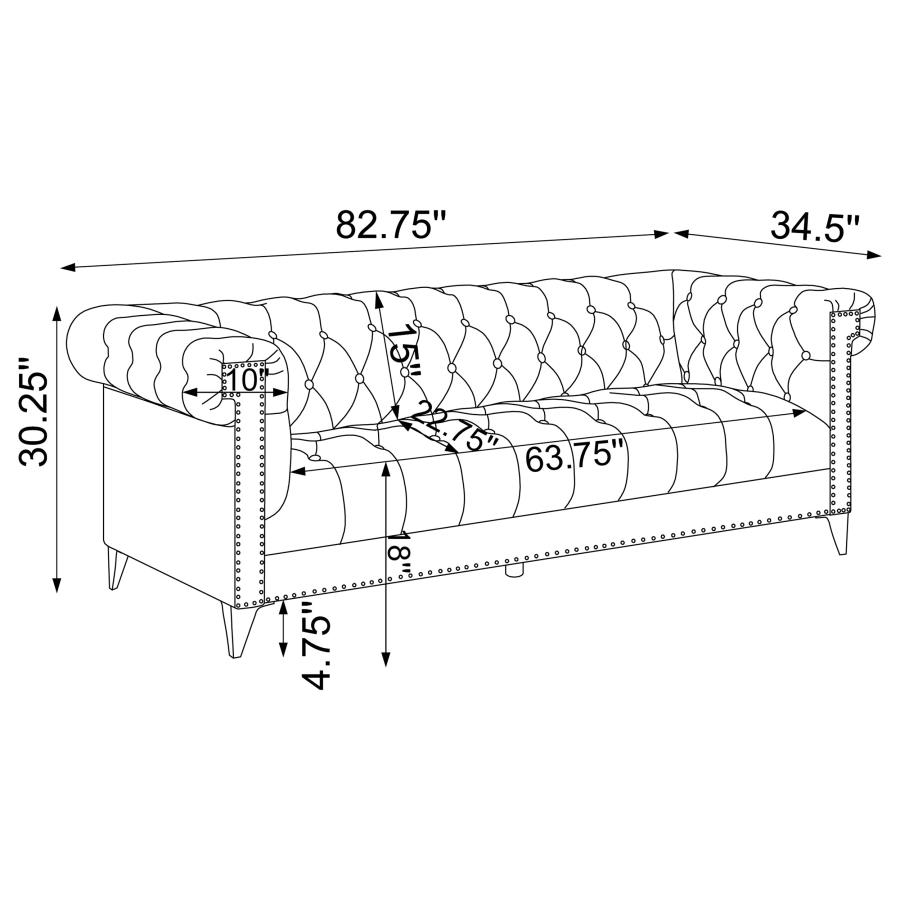 (image for) Bleker 3-piece Upholstered Tuxedo Arm Tufted Sofa Set Blue