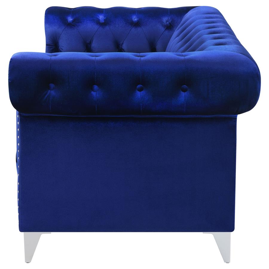 (image for) Bleker Upholstered Tuxedo Arm Tufted Loveseat Blue