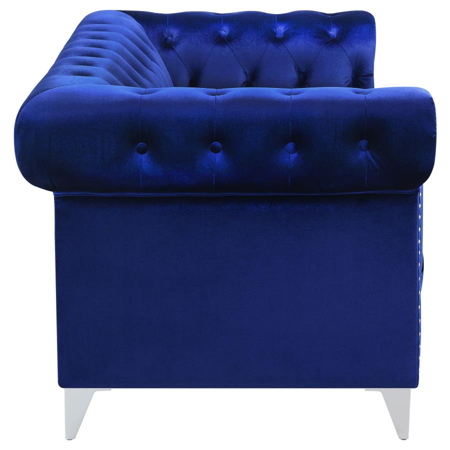 (image for) Bleker Upholstered Tuxedo Arm Tufted Loveseat Blue