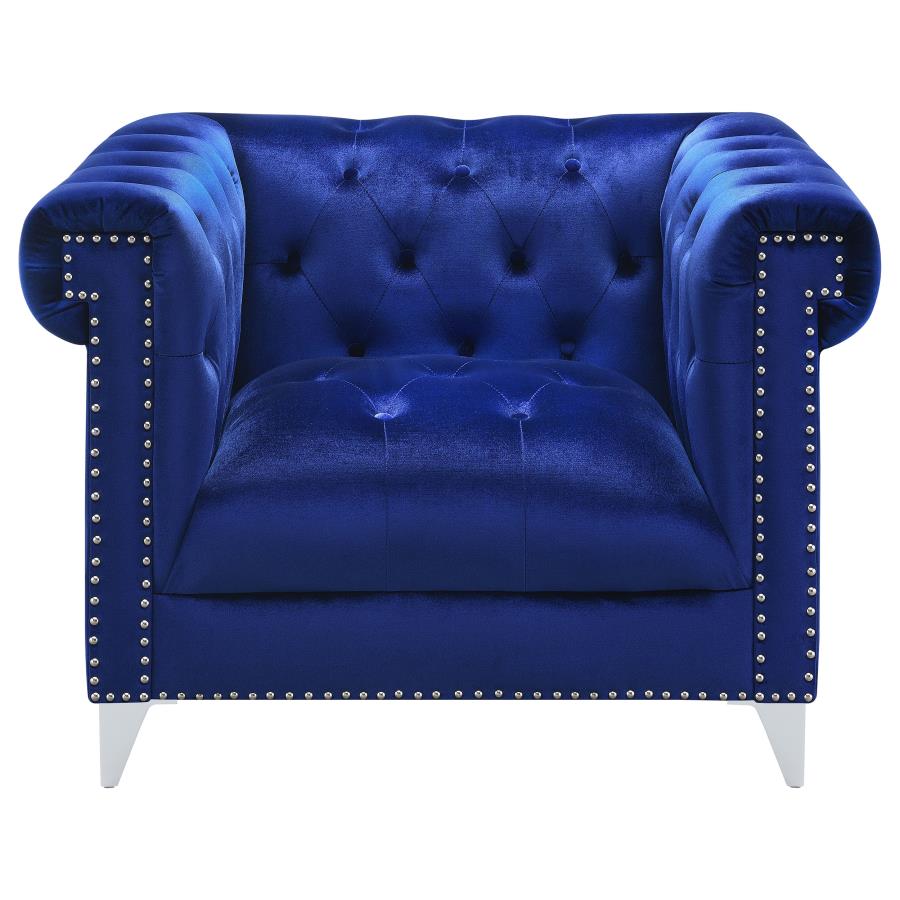 (image for) Bleker Upholstered Tuxedo Arm Tufted Accent Chair Blue