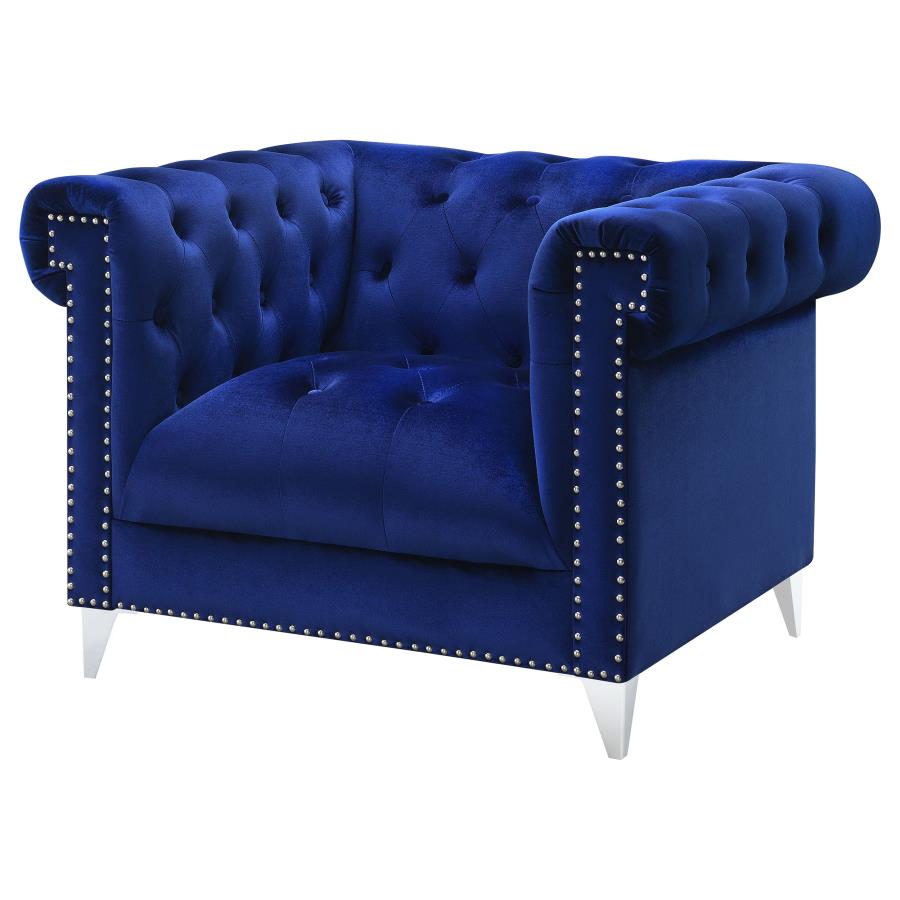 (image for) Bleker Upholstered Tuxedo Arm Tufted Accent Chair Blue