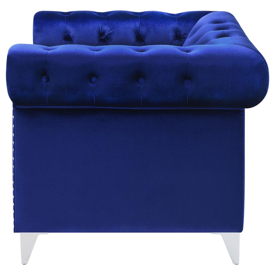 (image for) Bleker Upholstered Tuxedo Arm Tufted Accent Chair Blue