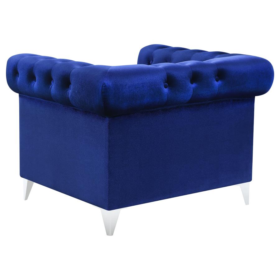 (image for) Bleker Upholstered Tuxedo Arm Tufted Accent Chair Blue