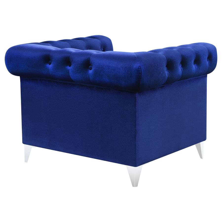 (image for) Bleker Upholstered Tuxedo Arm Tufted Accent Chair Blue