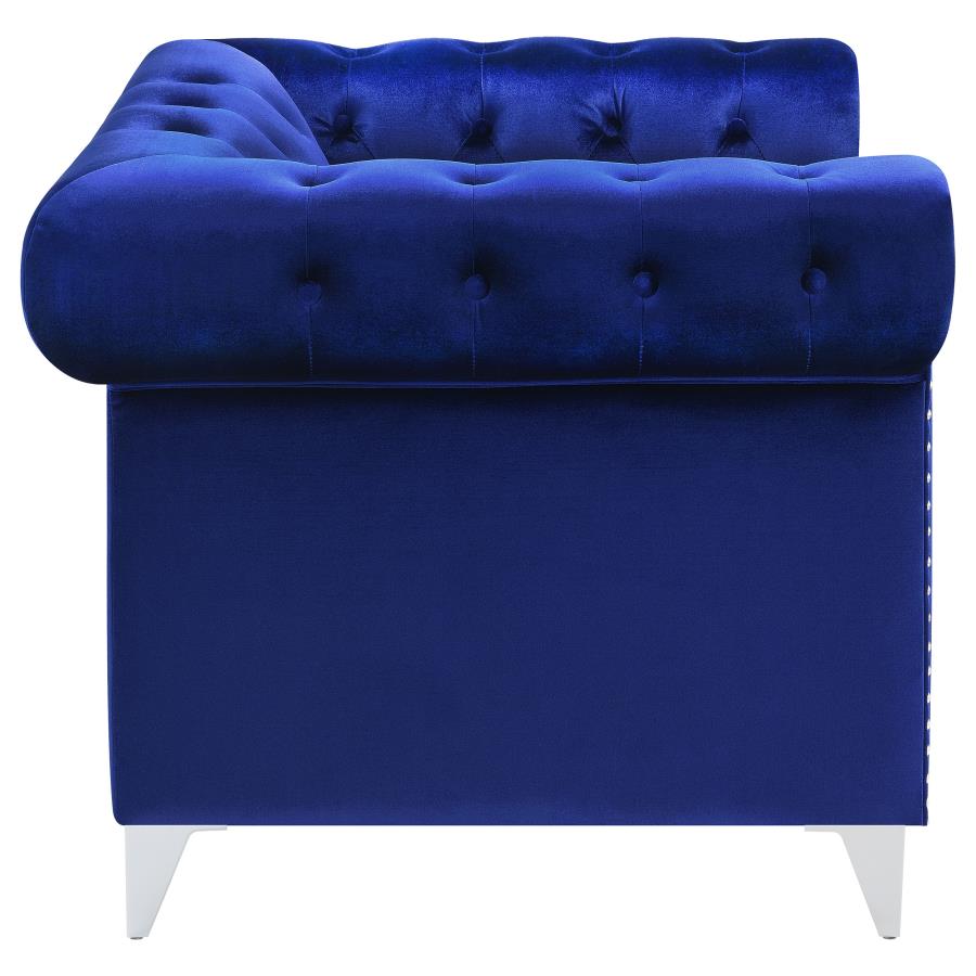 (image for) Bleker Upholstered Tuxedo Arm Tufted Accent Chair Blue