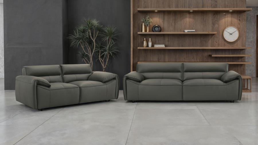 Modal Additional Images for Buxton Top Grain Leather Upholstered Sofa Graphite