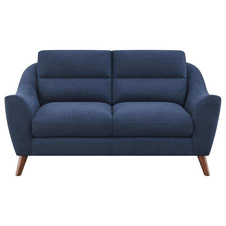 (image for) Gano 2-piece Upholstered Sloped Arm Sofa Set Navy Blue