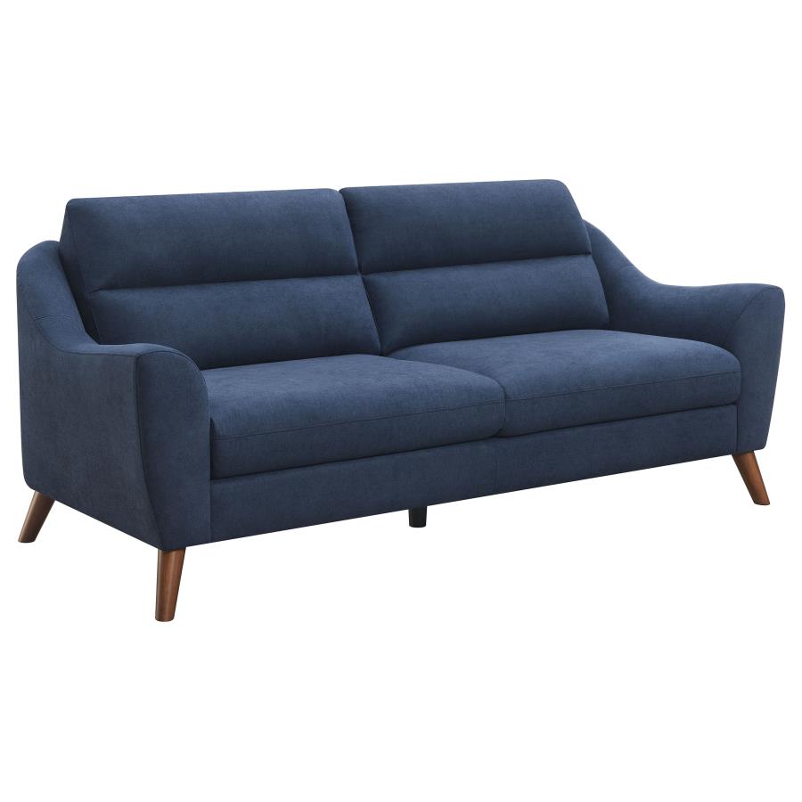 (image for) Gano 3-piece Upholstered Sloped Arm Sofa Set Navy Blue