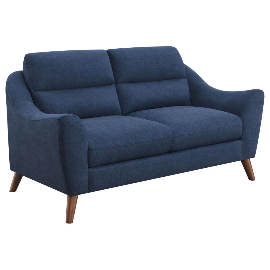 (image for) Gano 3-piece Upholstered Sloped Arm Sofa Set Navy Blue