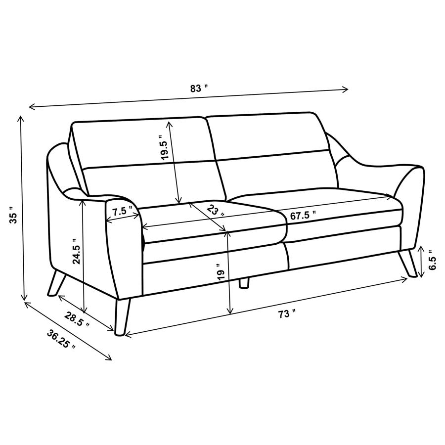 (image for) Gano 3-piece Upholstered Sloped Arm Sofa Set Navy Blue