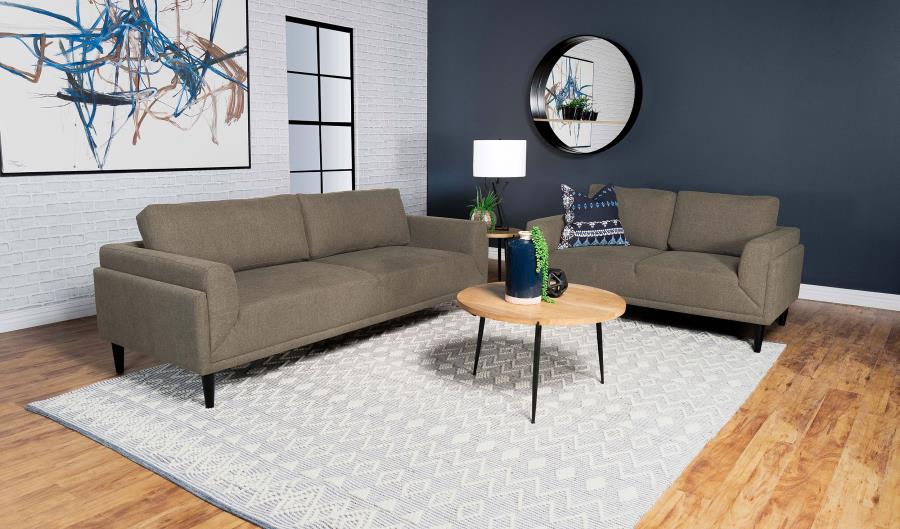 (image for) Rilynn 2-piece Upholstered Track Arm Sofa Set Brown