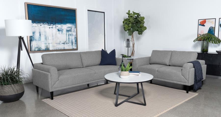 (image for) Rilynn 2-piece Upholstered Track Arm Sofa Set Grey - Click Image to Close