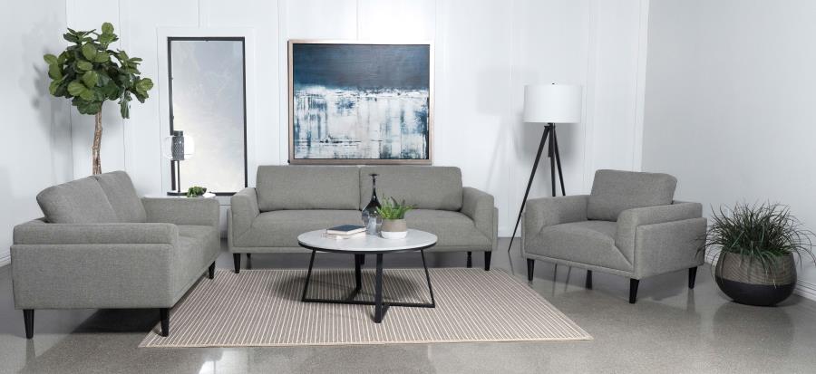 (image for) Rilynn 3-piece Upholstered Track Arm Sofa Set Grey - Click Image to Close