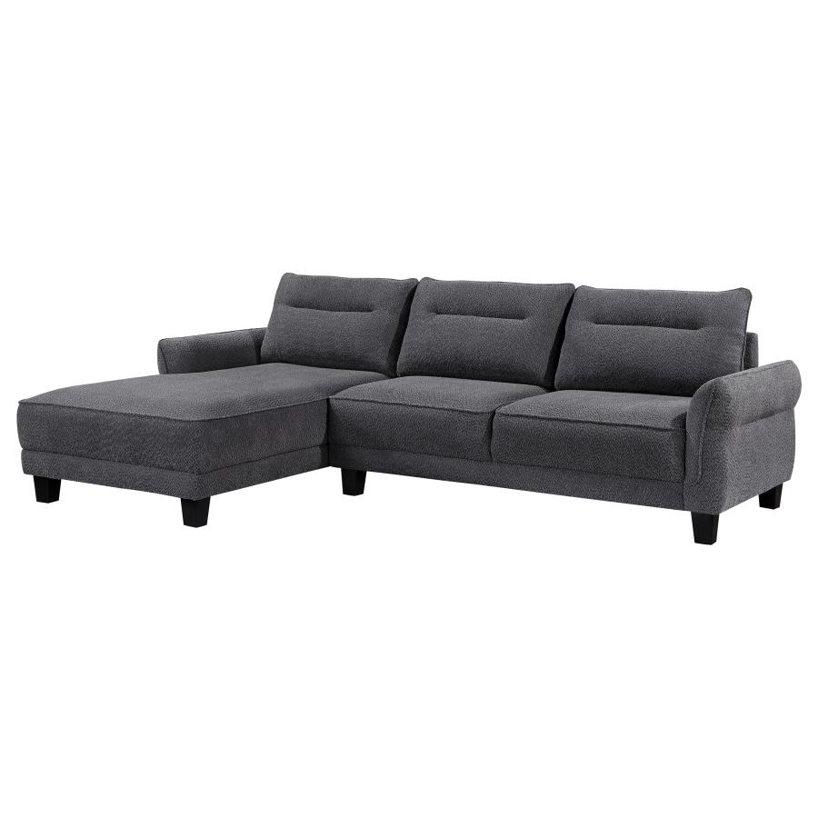 (image for) Caspian Upholstered Curved Arm Chaise Sectional Sofa Grey - Click Image to Close