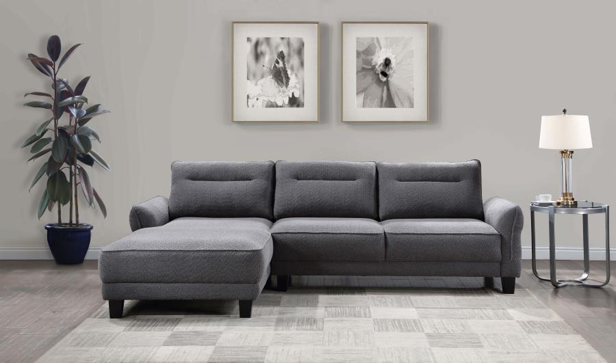 (image for) Caspian Upholstered Curved Arm Chaise Sectional Sofa Grey