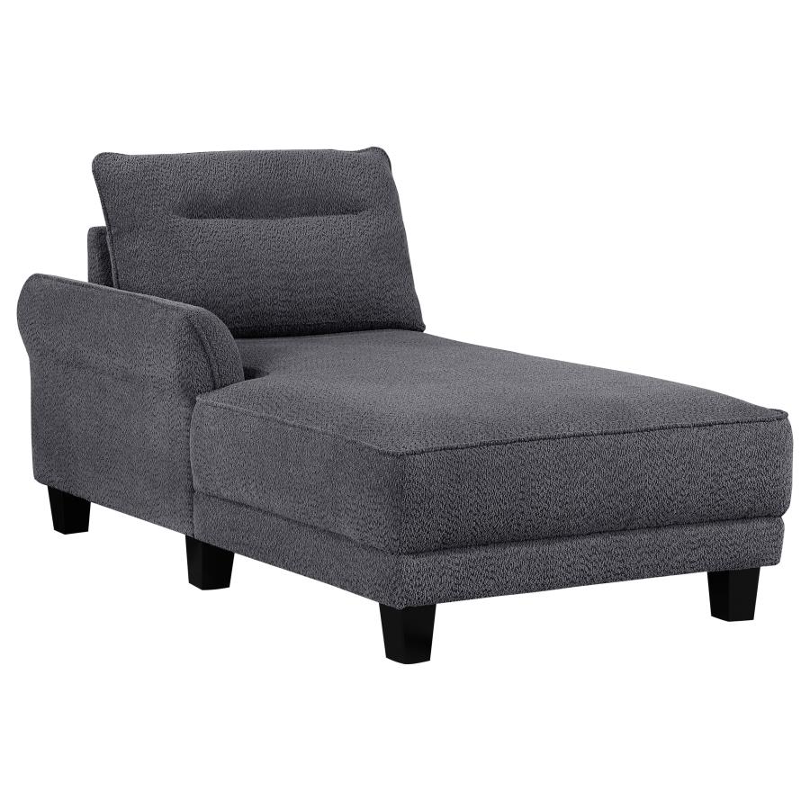 (image for) Caspian Upholstered Curved Arm Chaise Sectional Sofa Grey