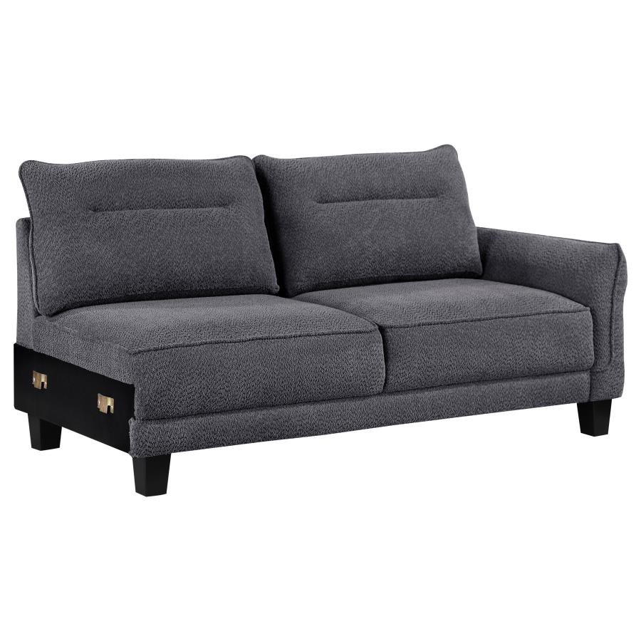 (image for) Caspian Upholstered Curved Arm Chaise Sectional Sofa Grey