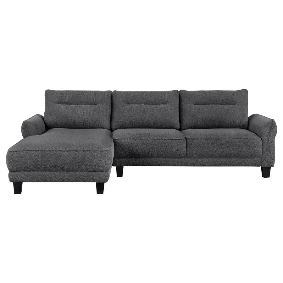 (image for) Caspian Upholstered Curved Arm Chaise Sectional Sofa Grey