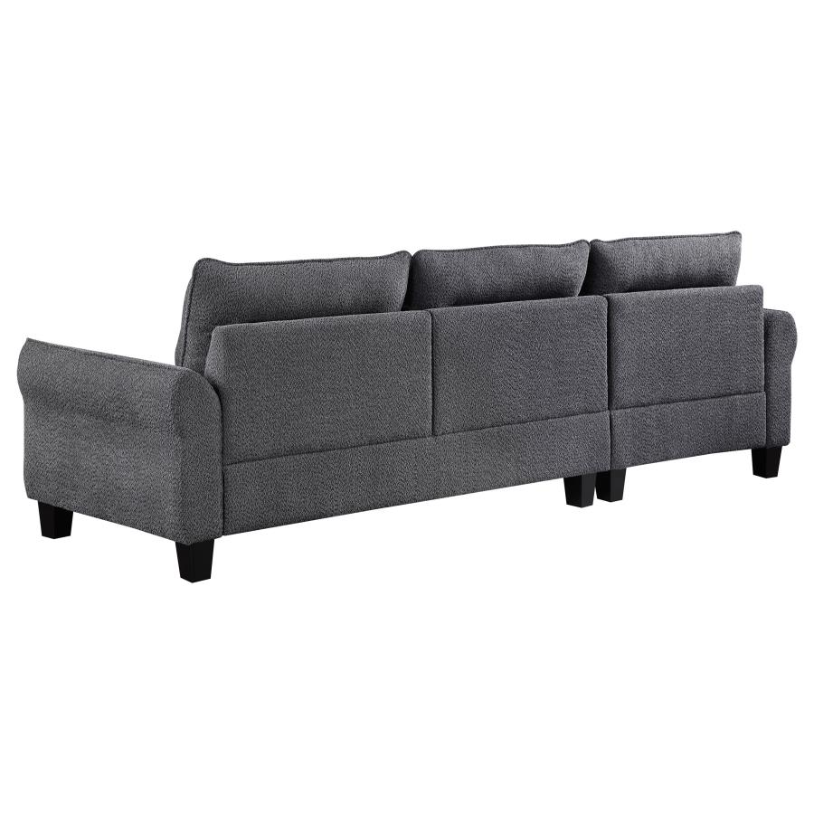 (image for) Caspian Upholstered Curved Arm Chaise Sectional Sofa Grey