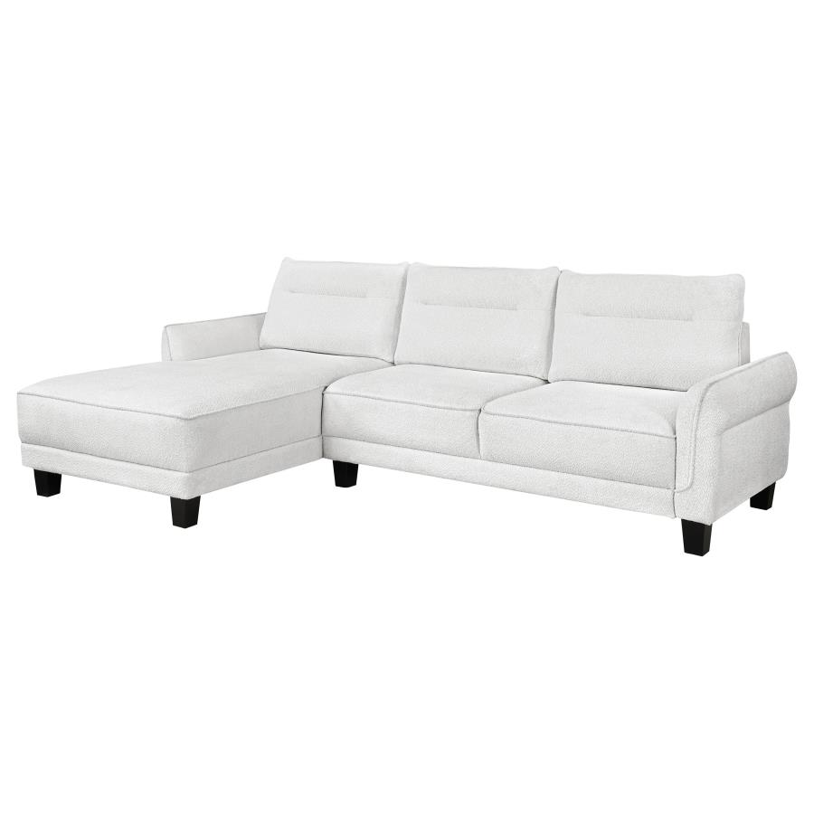 (image for) Caspian Upholstered Curved Arm Chaise Sectional Sofa White - Click Image to Close