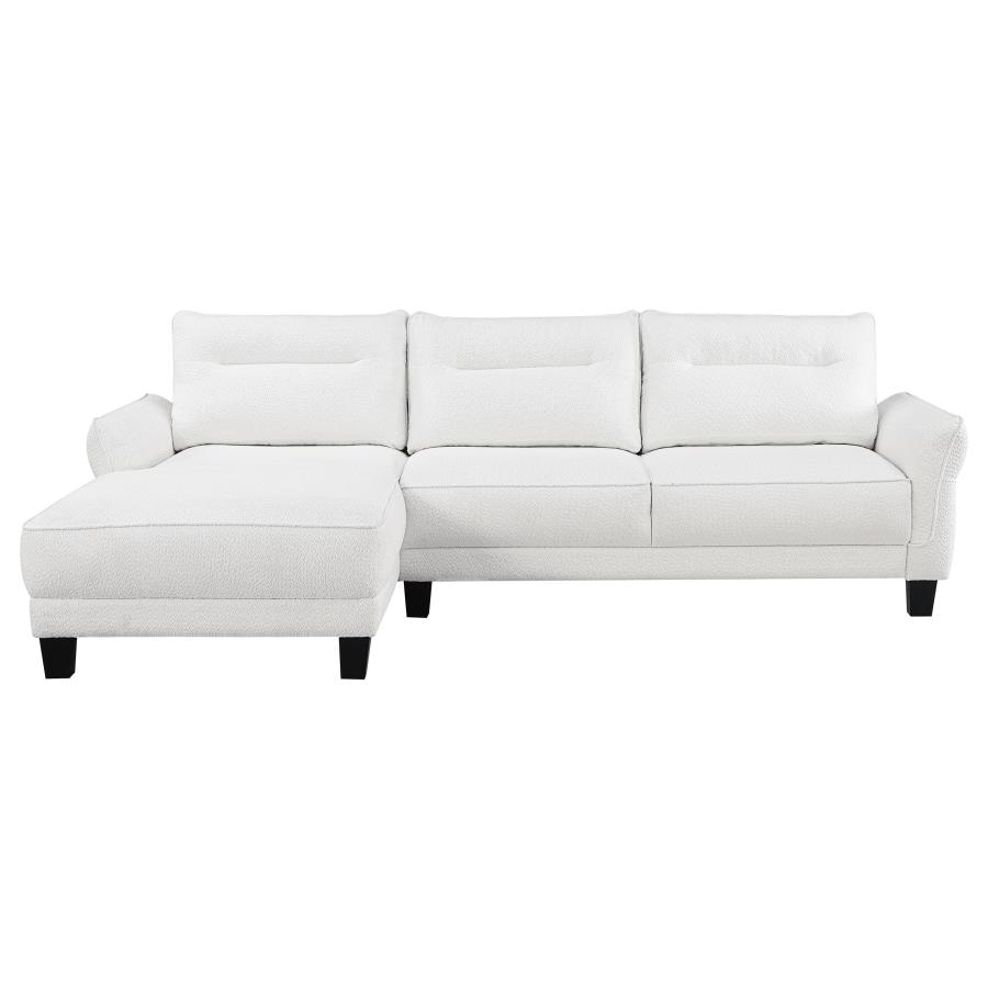 (image for) Caspian Upholstered Curved Arm Chaise Sectional Sofa White