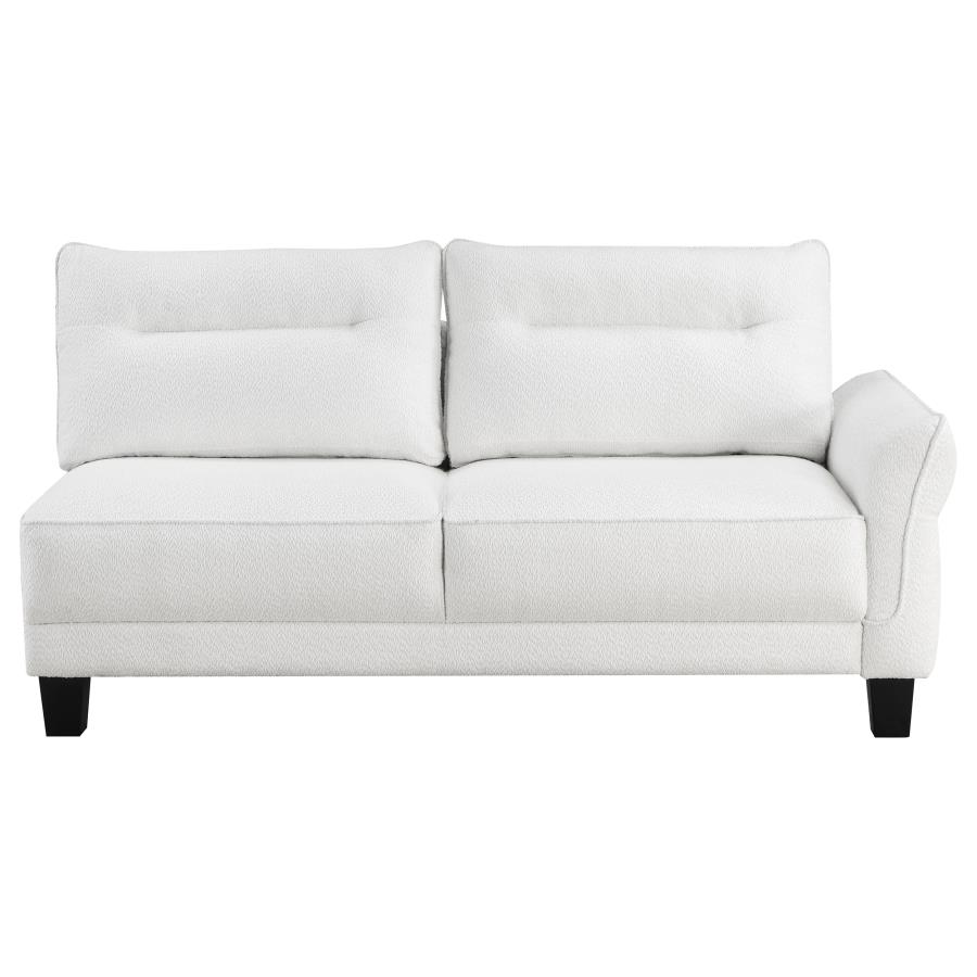 (image for) Caspian Upholstered Curved Arm Chaise Sectional Sofa White