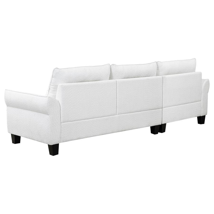 (image for) Caspian Upholstered Curved Arm Chaise Sectional Sofa White