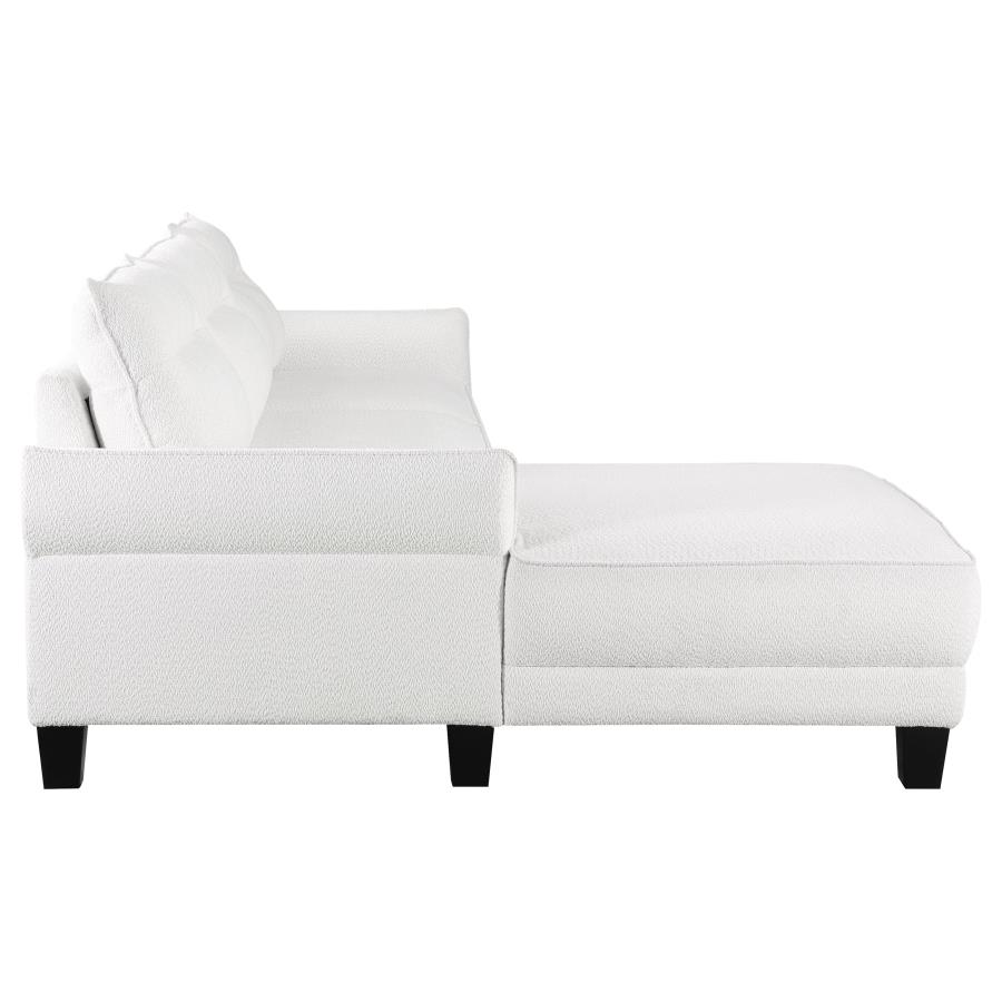 (image for) Caspian Upholstered Curved Arm Chaise Sectional Sofa White