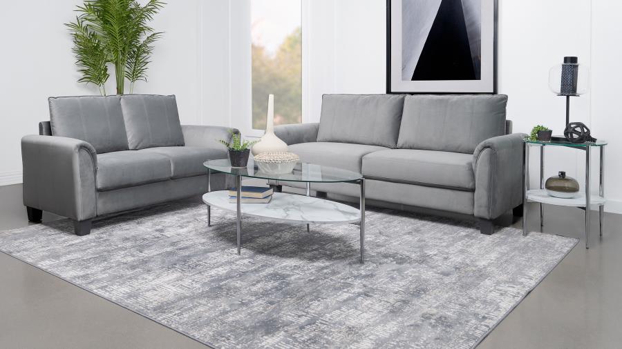 (image for) Davis 2-piece Upholstered Rolled Arm Sofa Grey - Click Image to Close