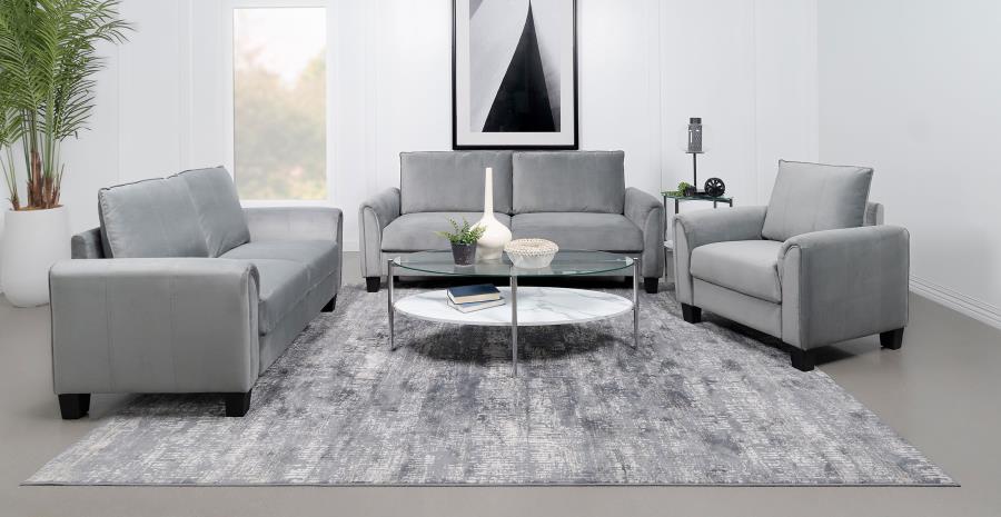 (image for) Davis 3-piece Upholstered Rolled Arm Sofa Grey - Click Image to Close