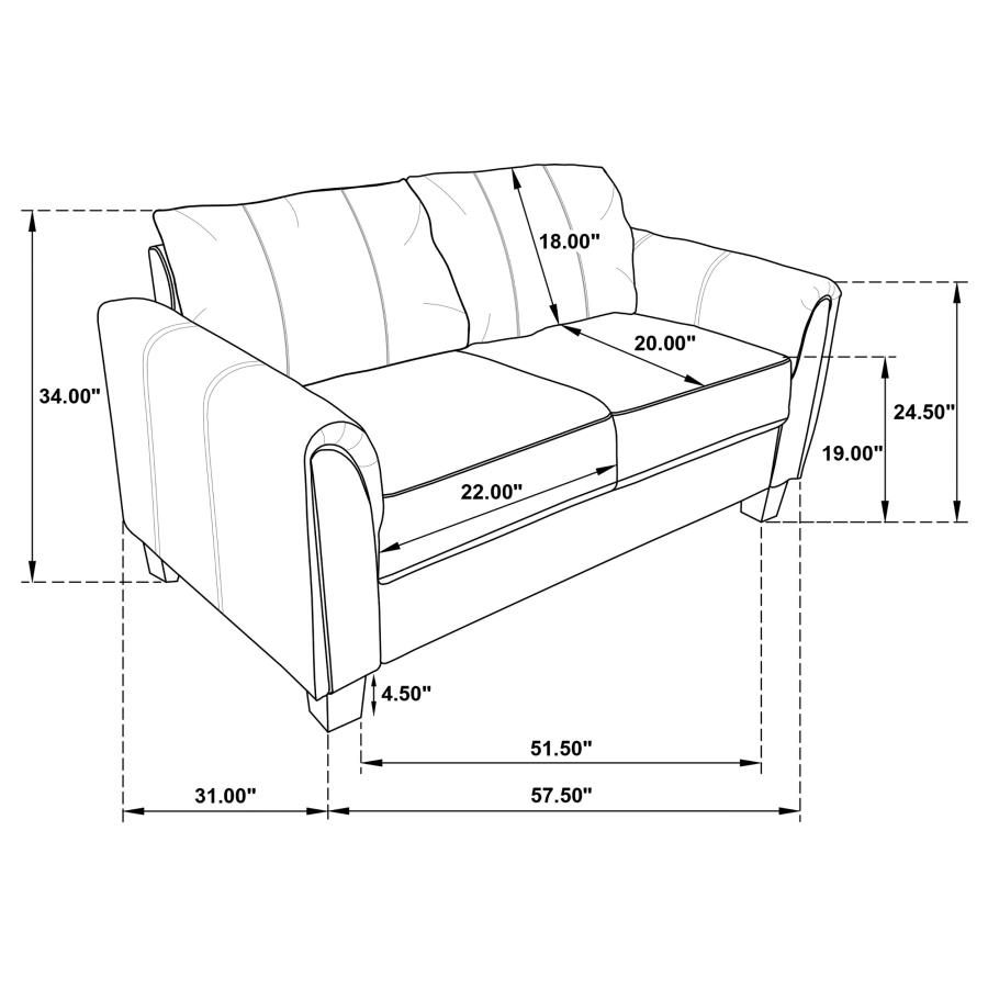 (image for) Davis 3-piece Upholstered Rolled Arm Sofa Grey