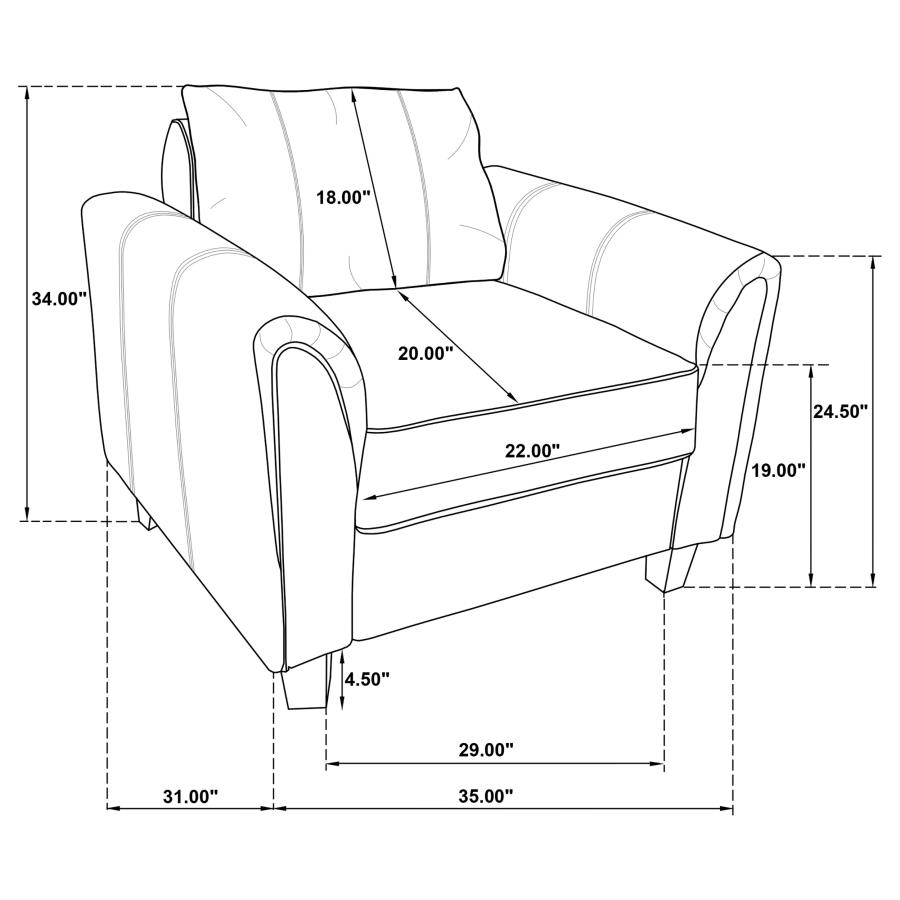 (image for) Davis 3-piece Upholstered Rolled Arm Sofa Grey