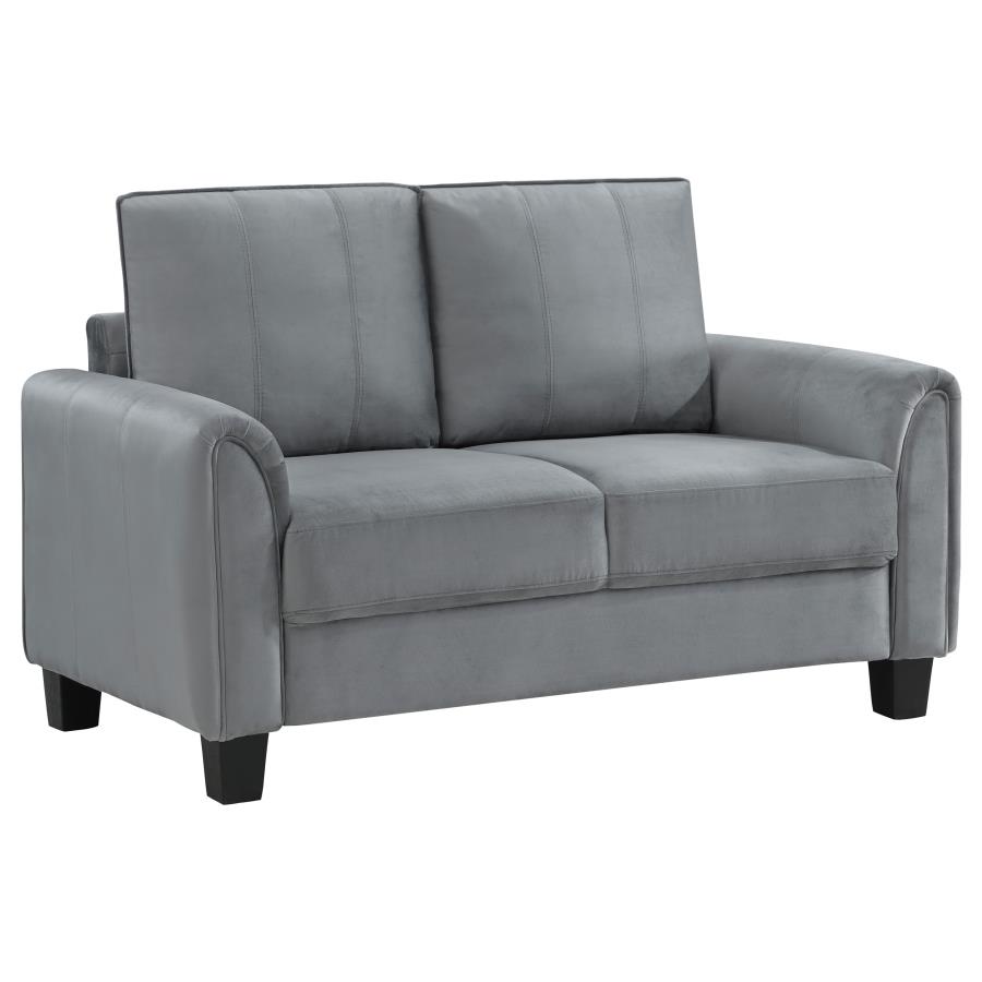 (image for) Davis Upholstered Rolled Arm Loveseat Grey