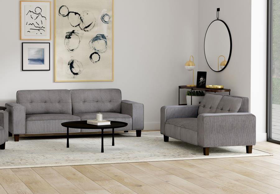 (image for) Deerhurst 2-piece Upholstered Track Arm Sofa Set Charcoal