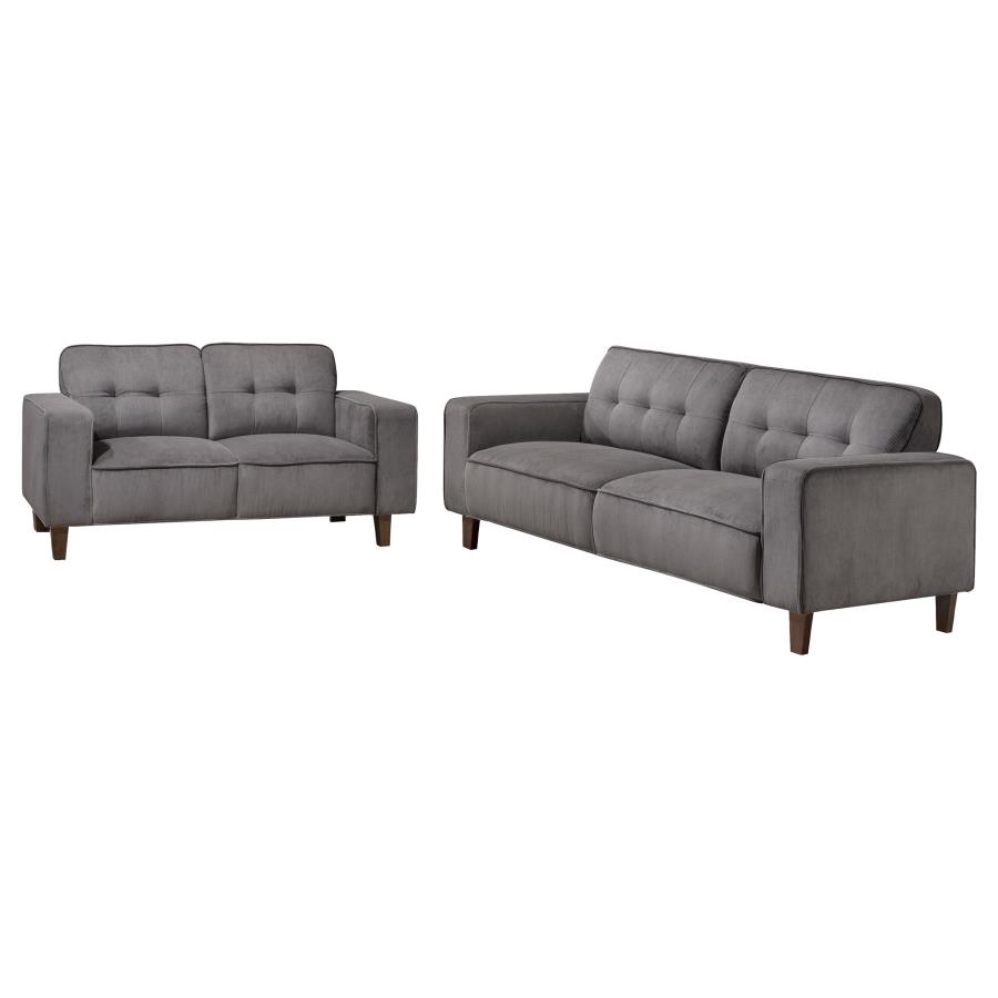 (image for) Deerhurst 2-piece Upholstered Track Arm Sofa Set Charcoal