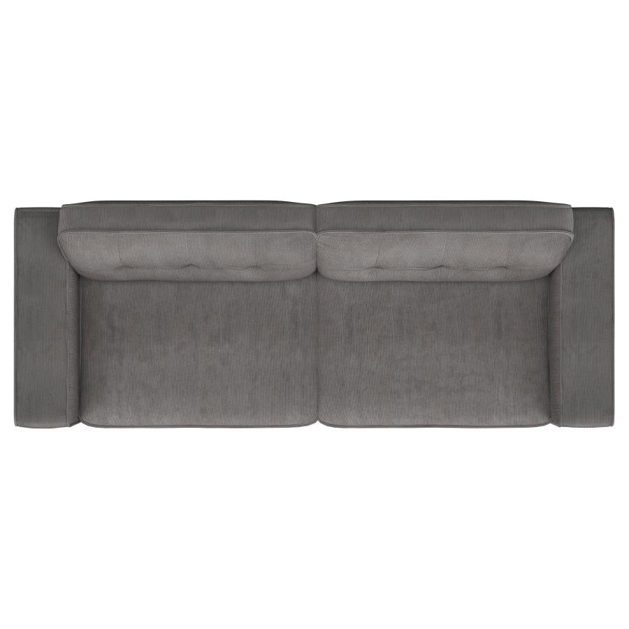 (image for) Deerhurst 2-piece Upholstered Track Arm Sofa Set Charcoal