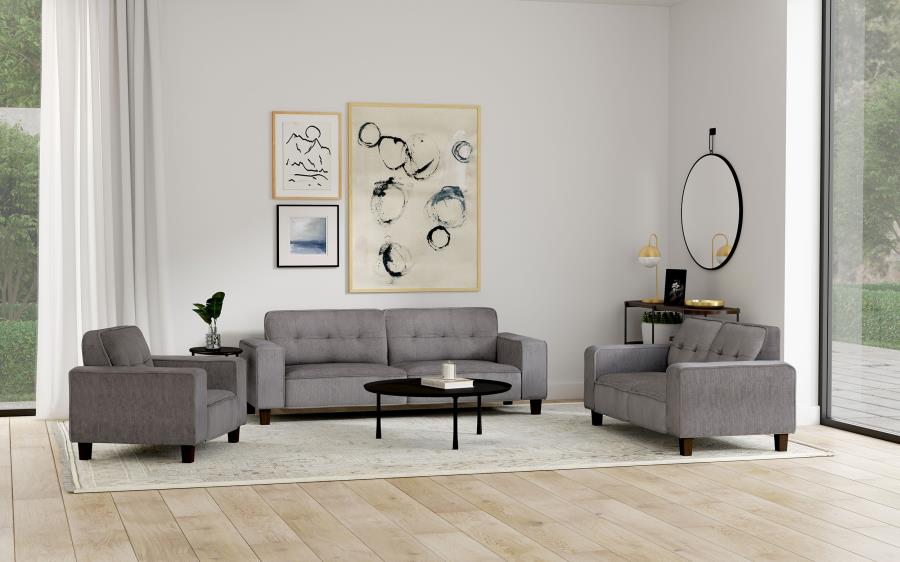 (image for) Deerhurst 3-piece Upholstered Track Arm Sofa Set Charcoal