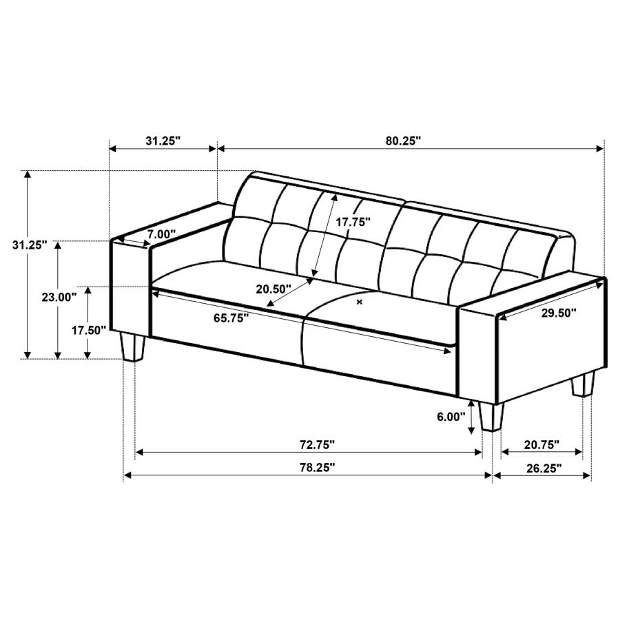 (image for) Deerhurst 3-piece Upholstered Track Arm Sofa Set Greige