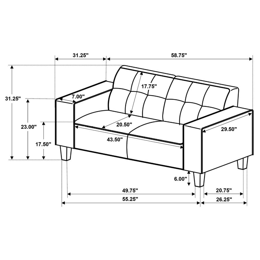 (image for) Deerhurst 3-piece Upholstered Track Arm Sofa Set Greige