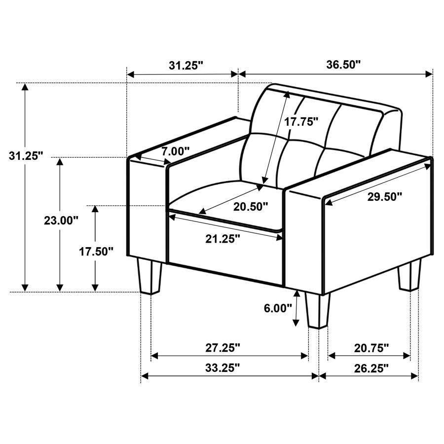 (image for) Deerhurst 3-piece Upholstered Track Arm Sofa Set Greige