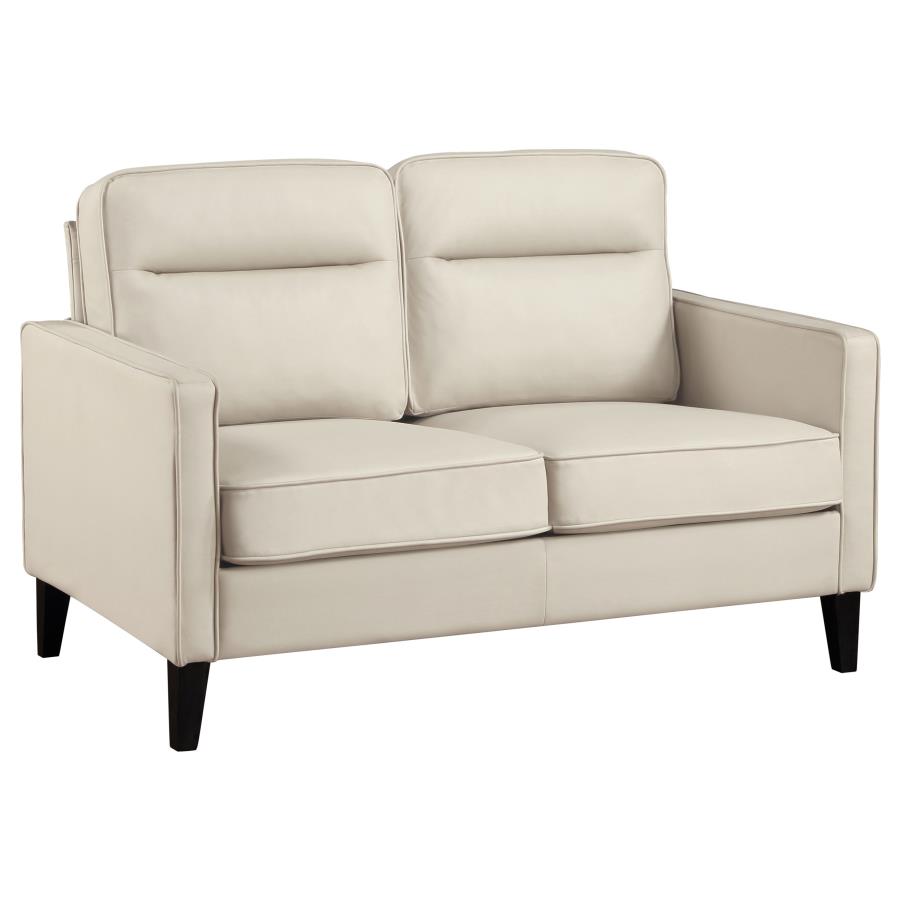 (image for) Jonah Upholstered Track Arm Loveseat Ivory - Click Image to Close