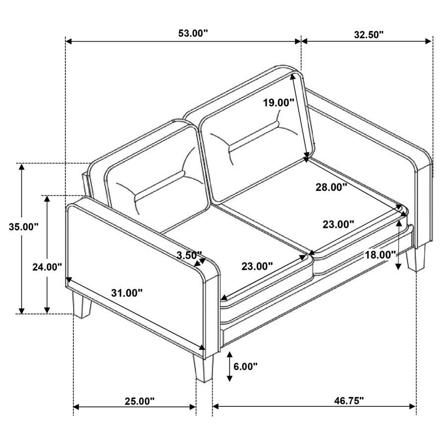 (image for) Jonah Upholstered Track Arm Loveseat Ivory