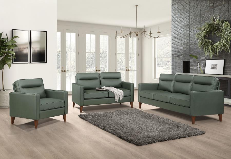 (image for) Jonah 3-piece Upholstered Track Arm Sofa Set Green - Click Image to Close