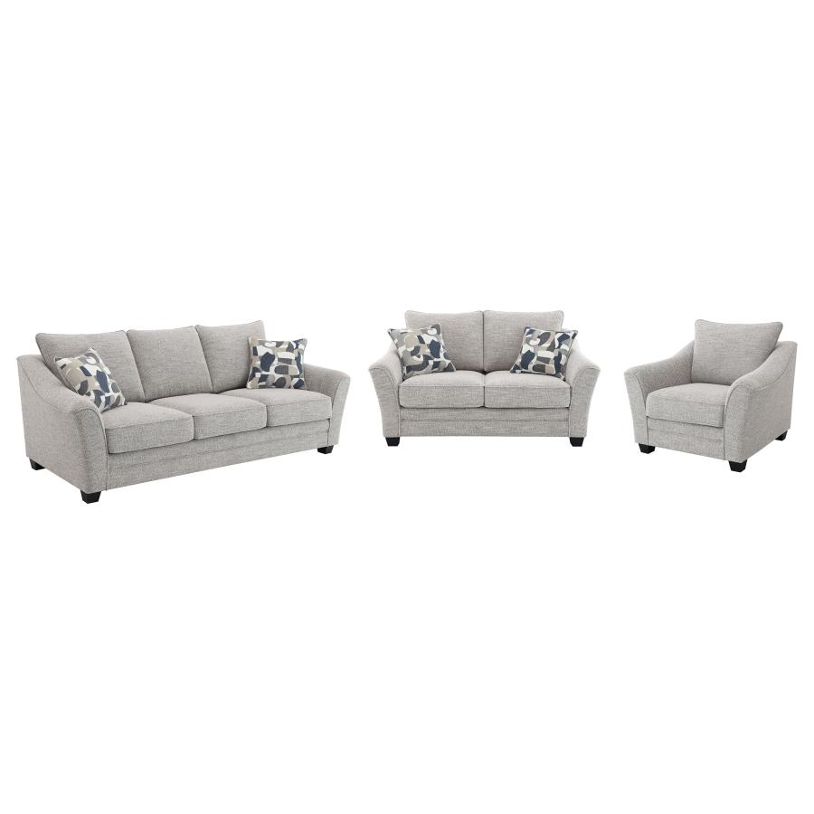 (image for) Tomkins 3-piece Boucle Upholstered Sofa Set Light Grey - Click Image to Close