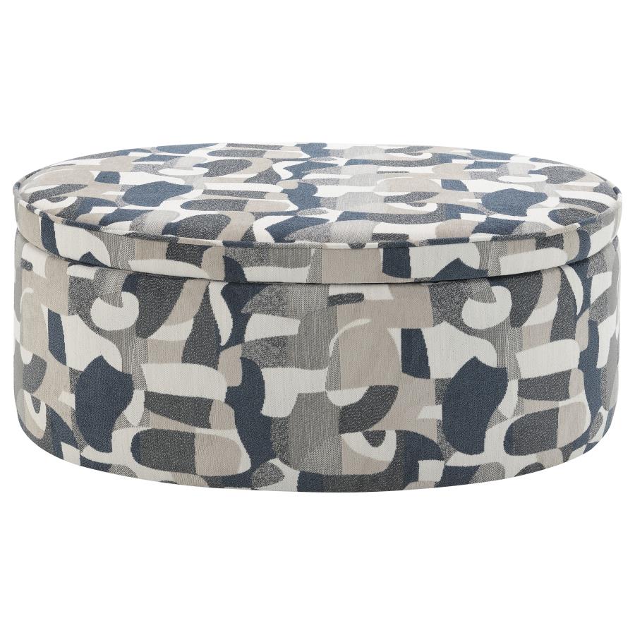 (image for) Tomkins Oval Upholstered Storage Ottoman Indigo Blue