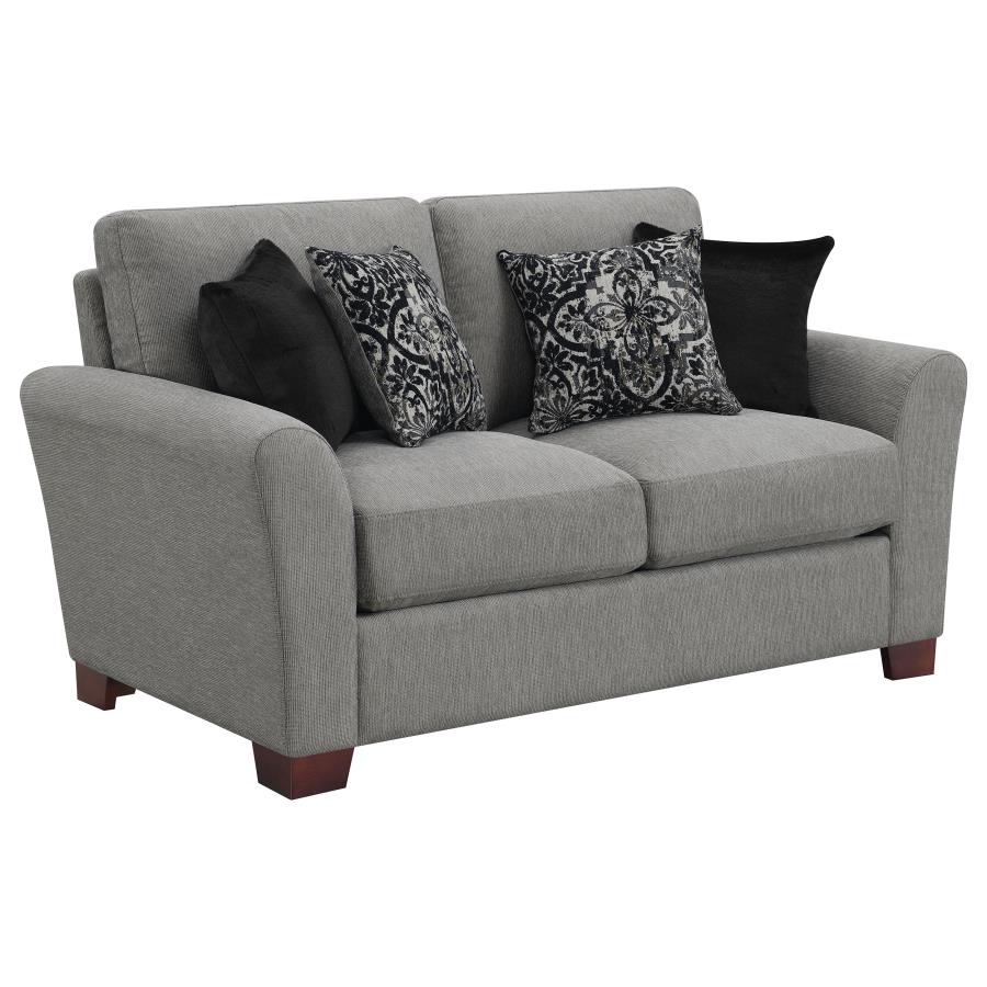 (image for) Drayton Upholstered Flared Arm Loveseat Warm Grey - Click Image to Close