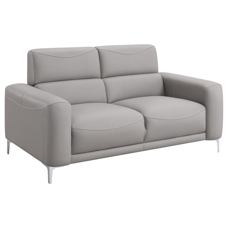 (image for) Glenmark Upholstered Track Arm Loveseat Taupe - Click Image to Close