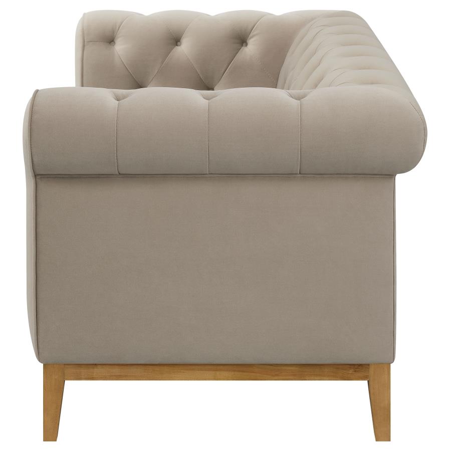 (image for) Sandrine Button Tufted Tuxedo Arms Loveseat Camel