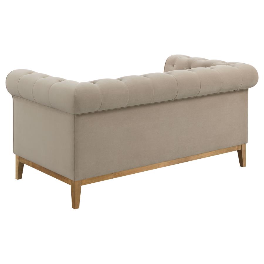 (image for) Sandrine Button Tufted Tuxedo Arms Loveseat Camel