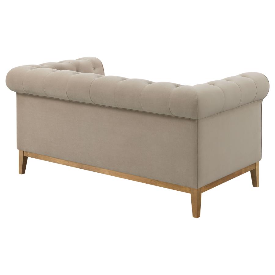 (image for) Sandrine Button Tufted Tuxedo Arms Loveseat Camel